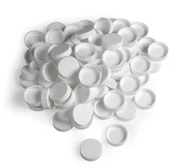 Tapa blanca PP 28-410 con liner de espuma, paquete de 6