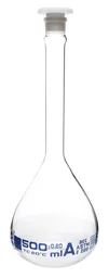 Matraz de Aforación, Clase A, Tapón PE, 500 mL