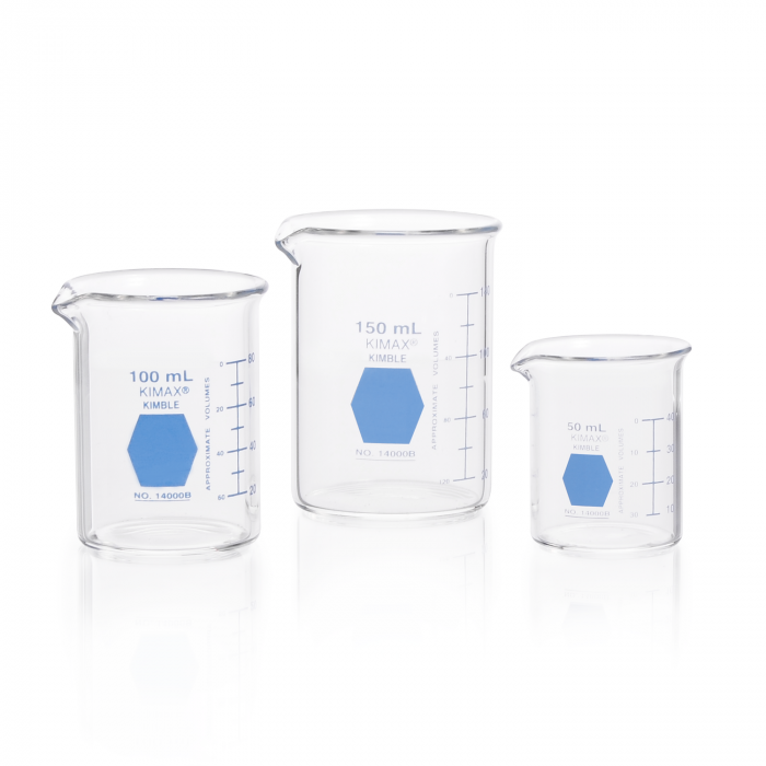 VASO PRECIP, GRIFFIN, REG., F.BAJA DECORADO EN AZUL GRADUADO — 1000 mL