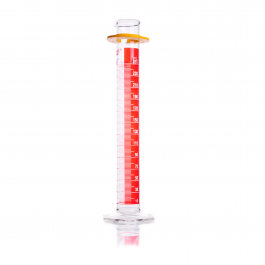 PROBETA, P.E., "B" ESC MÉTRICA C/BANDA ROJA CONTRASTE, BASE HEX. VIDRIO, C/ BUMPER — 100 mL