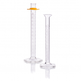 PROBETA, P.E. "A" DOBLE ESCALA MÉTRICA BLANCA, BASE HEX. VIDRIO C/BUMPER — 250 mL