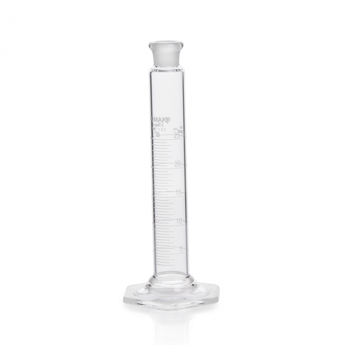 PROBETA, P.C., "B", (MEZCLADORA) BASE HEX. VIDRIO, TAPÓN VIDRIO — 100 mL