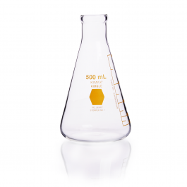 MATRAZ ERLENMEYER, GRADUADO, DECORADO AMARILLO — 50 mL