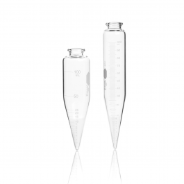 TUBO DE CENTRÍFUGA FONDO CÓNICO CORTO 6", ACEITE, "P.C.", GRADUADO 200% — 100 mL