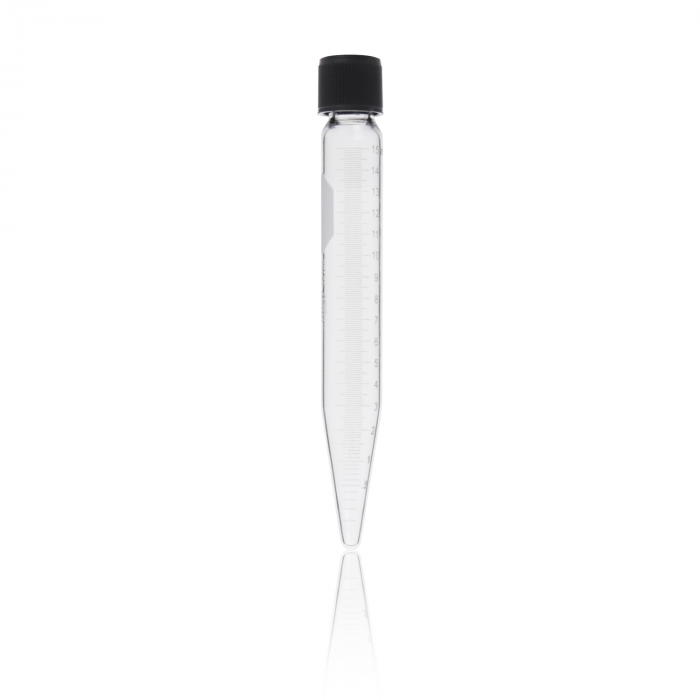 TUBO DE CENTRÍFUGA FONDO CÓNICO 8", ACEITE, "P.C.", GRADUADO, ROSCADO CON TAPA LINER PLÁSTICO — 100 mL