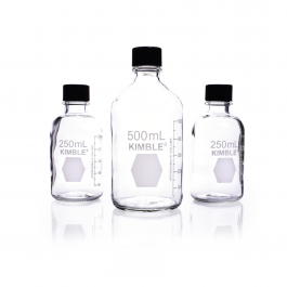 BOTELLA DE MEDIOS, GRADUADA, BOCA ANGOSTA, ROSCADA TAPA LINER PTFE — 1000 mL