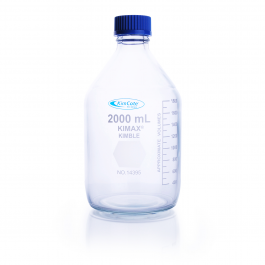 BOTELLA GL 45 C/TAPA AZUL & ANILLO, RECUBIERTA DE PLÁSTICO — 100 mL