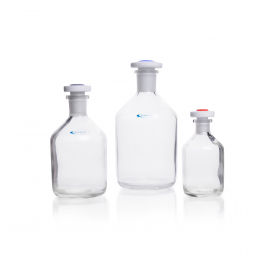 BOTELLA SOLUCIÓN, C/ TAPON PTFE, COD.COLOR, RECUBIERTA DE PLÁSTICO — 100 mL