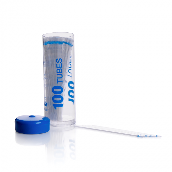 Bulk capillary tube, 1.1mmx75mmm, Plain, Color Code Blue — 2.6 i.d. X 75mm