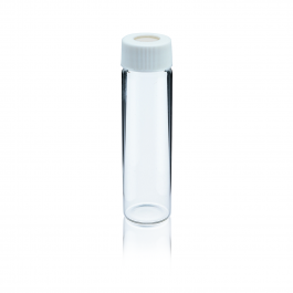 Vial muestrador Cromatografía Rosca 24/400 medida 28x95 3c/ Tapa ensamblada "Open Top" Liner PTFE-faced Silicone y Septa — 10 drams