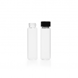 Vial muestrador Cromatografía Rosca 15-425 medida 17x60 c/ tapa Fenolica negra Liner PTFE-faced/14B Liners — 2 drams