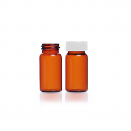 [KIM-60911P-10] Vial muestrador Ambar medida 28x95 Rosca 24-400 c/ Tapa "Open Top", Septa Liner PTFE Silicon — 10 drams